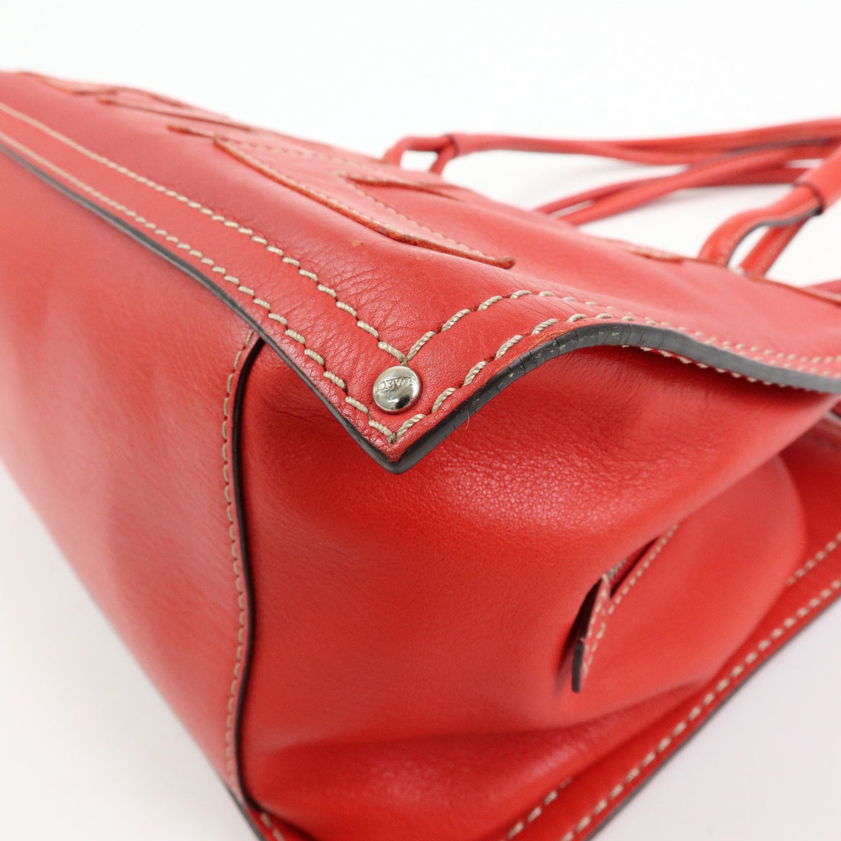 Loewe Anagram Leather, Red, Leather, Tote Bag