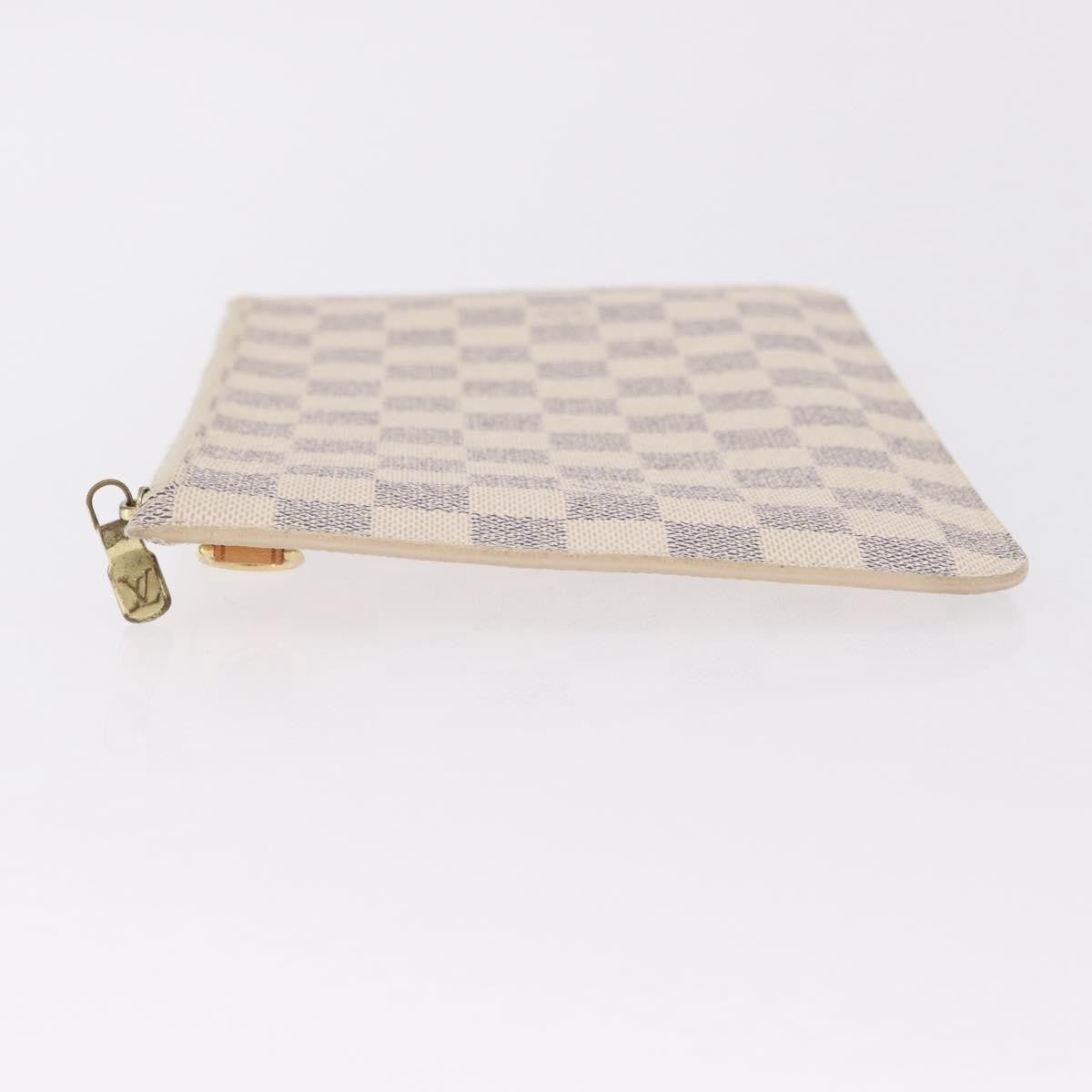 Louis Vuitton Neverfull Pochette Damier, White, Canvas, Clutch