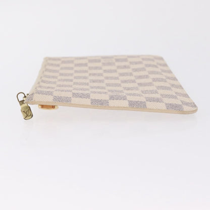 Louis Vuitton Neverfull Pochette Damier, White, Canvas, Clutch
