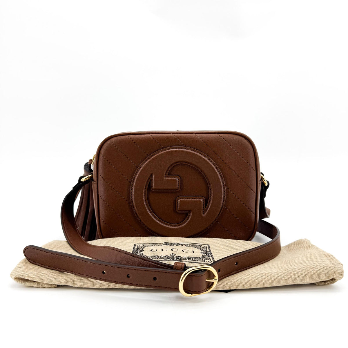 Gucci Blondie NM Camera Diagonal Quilted Leather, Brown, Leather, Shoulder Bag