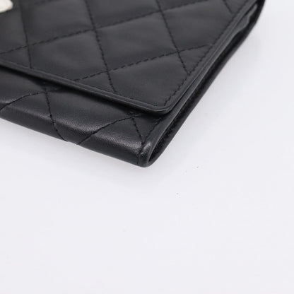 Chanel Cambon Flap Card Case Quilted Lambskin, Black, Leather, Card Holder