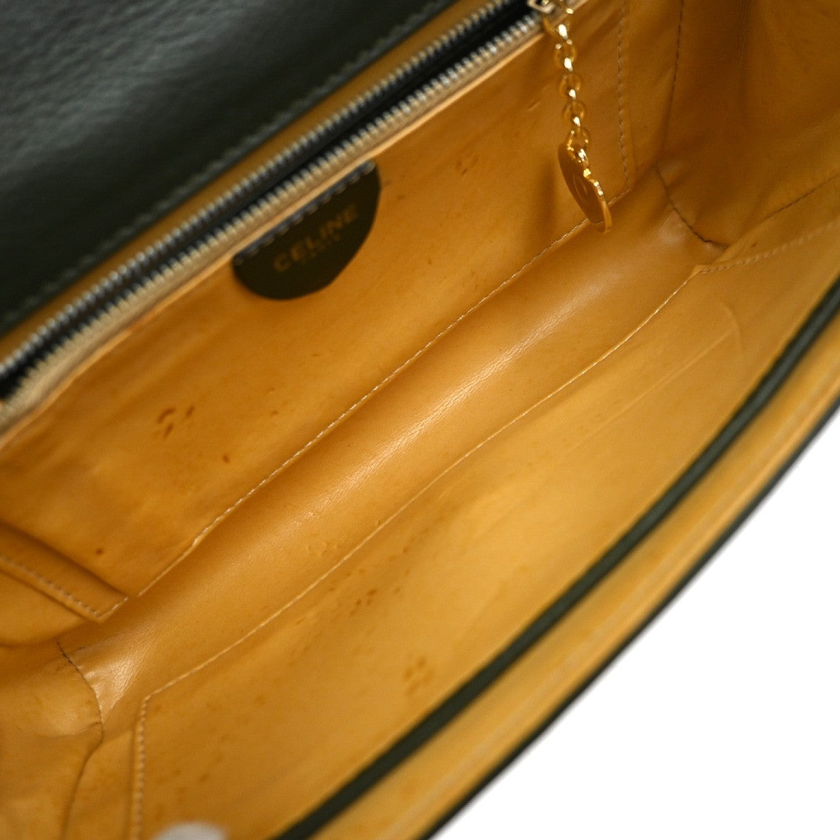 Celine Vintage Leather, Green, Leather, Shoulder Bag