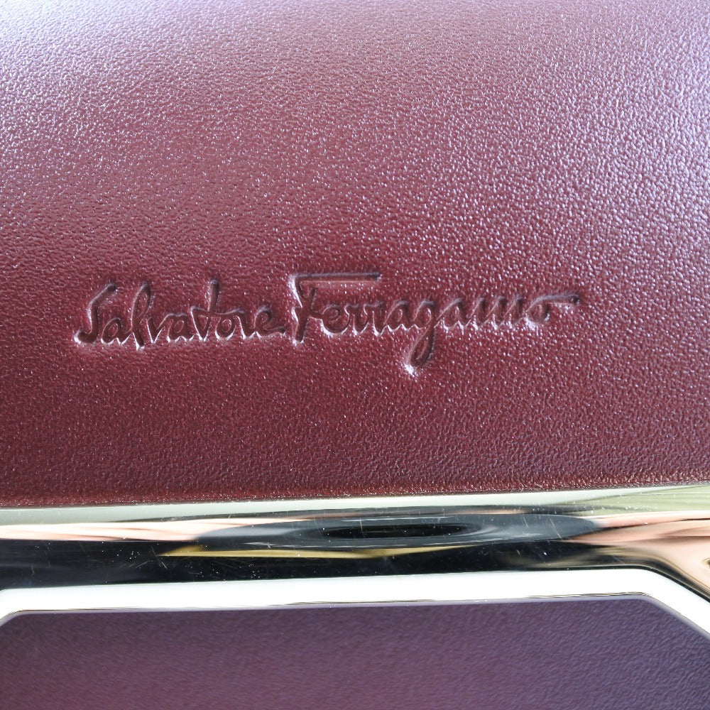 Salvatore Ferragamo Gancio, Burgundy, Leather, shoulder