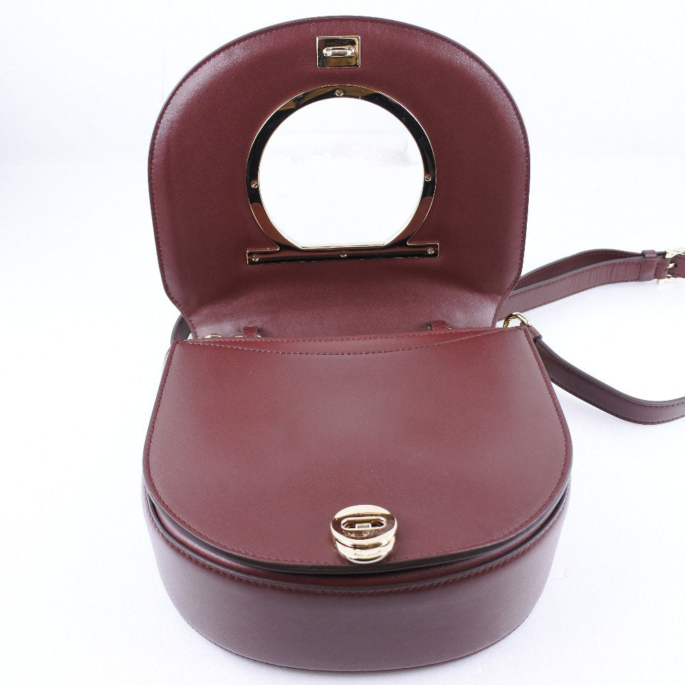 Salvatore Ferragamo Gancio, Burgundy, Leather, shoulder