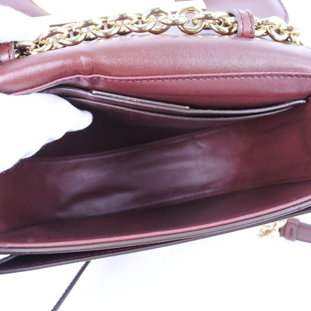 Salvatore Ferragamo Gancio, Burgundy, Leather, shoulder