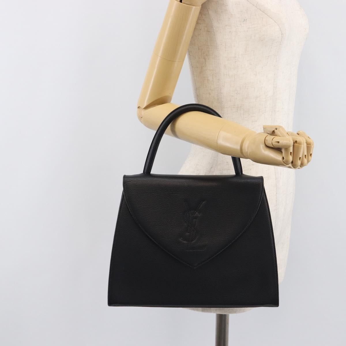 Saint Laurent Vintage Flap Top Handle Bag Caviar Leather, Black, Leather, Handbag