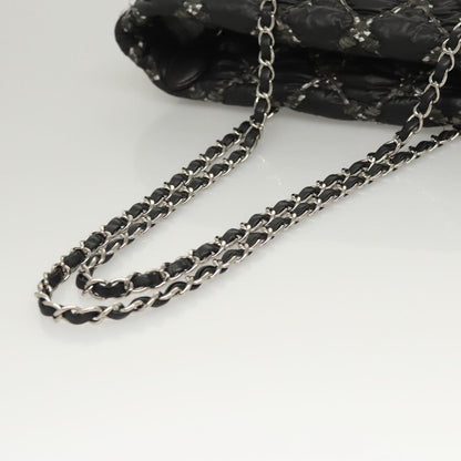 Chanel Tweed on Stitch Zip Tote Quilted Nylon, Black, Nylon, Shoulder Bag