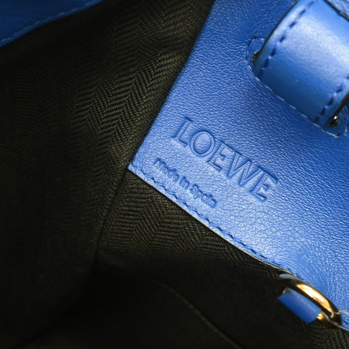 Loewe Hammock Leather, Blue, Leather, Handbag