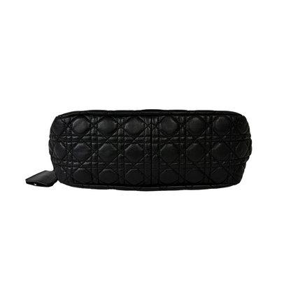 Christian Dior New Lock Flap Cannage Quilt Lambskin, Black, Leather, Handbag