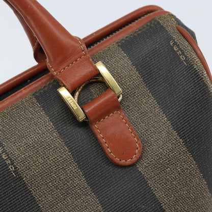 Fendi Vintage Pequin Convertible Boston Coated Canvas, Brown, Canvas, Handbag