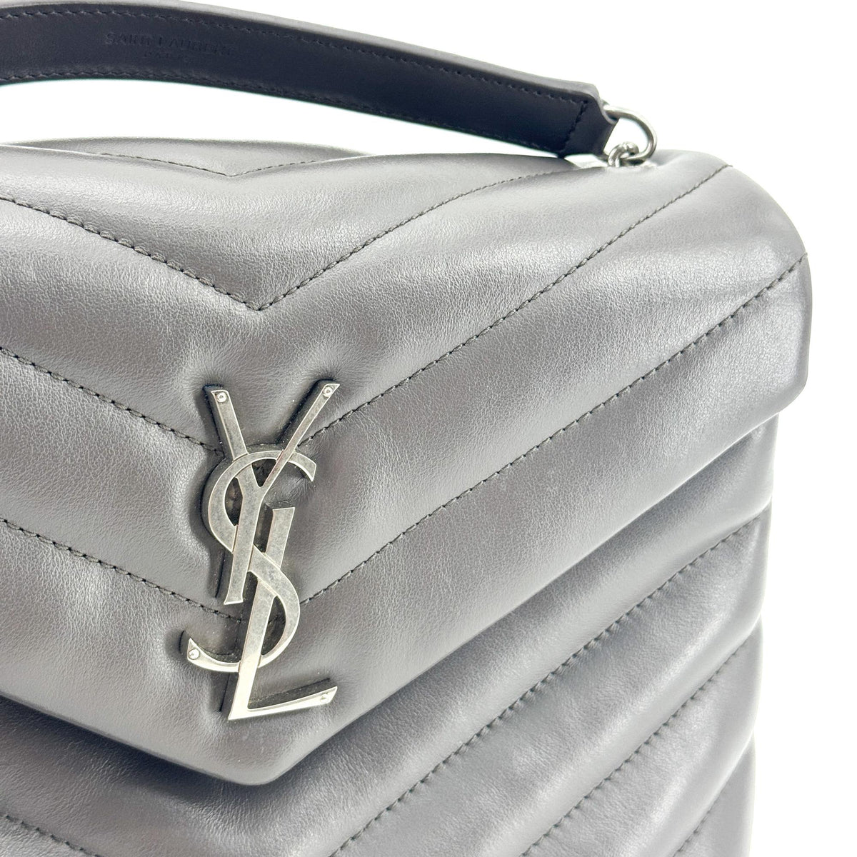 Saint Laurent LouLou Top Handle Matelasse Chevron Leather, Black, Leather, Handbag