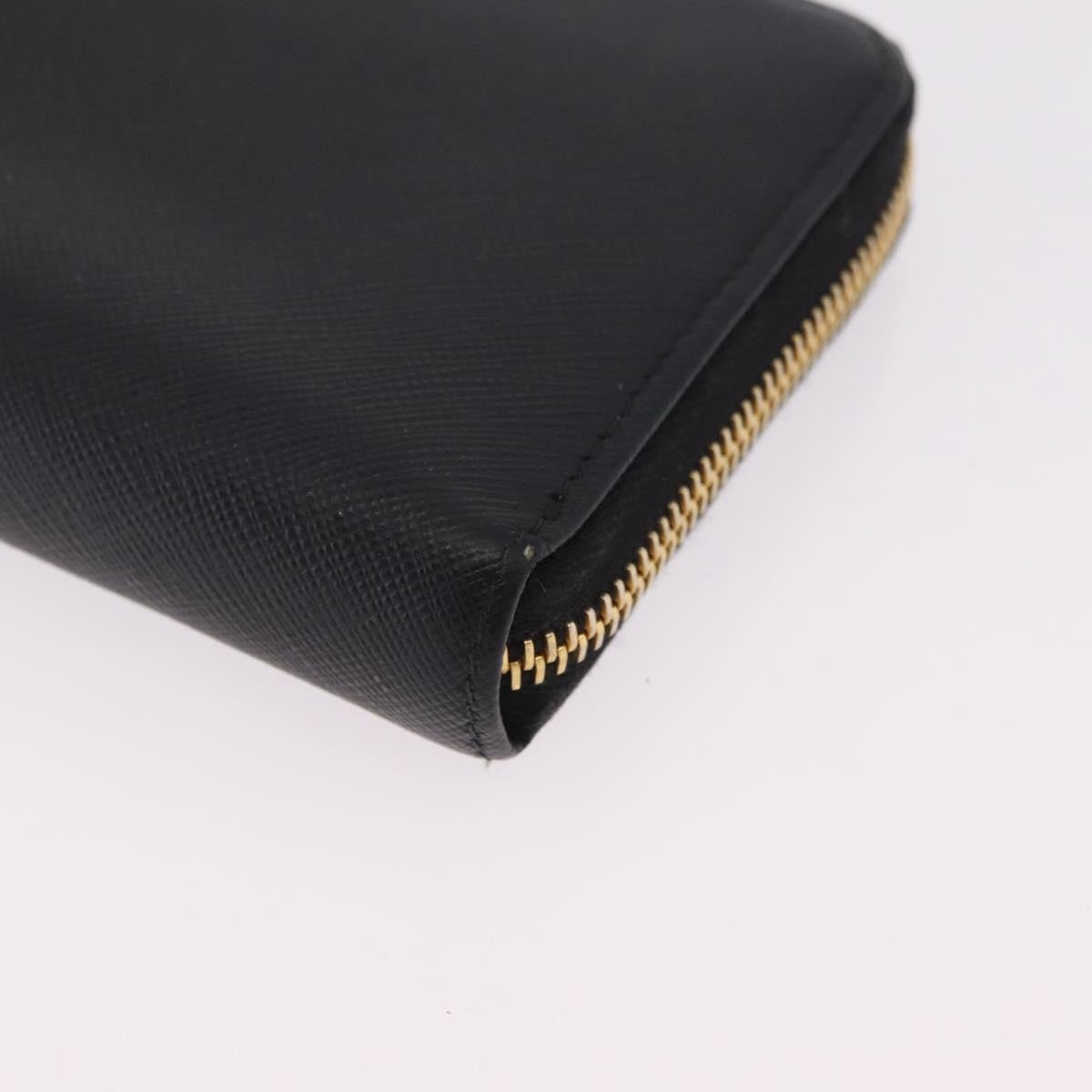 Prada Zip Around Tab Saffiano Leather, Black, Leather, Wallet