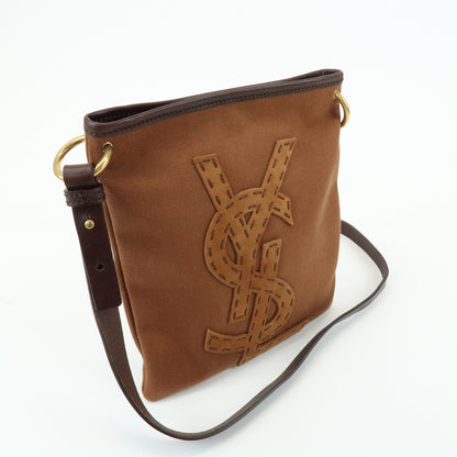 Saint Laurent Kahara Cassandra Canvas, Brown, Canvas, Shoulder Bag