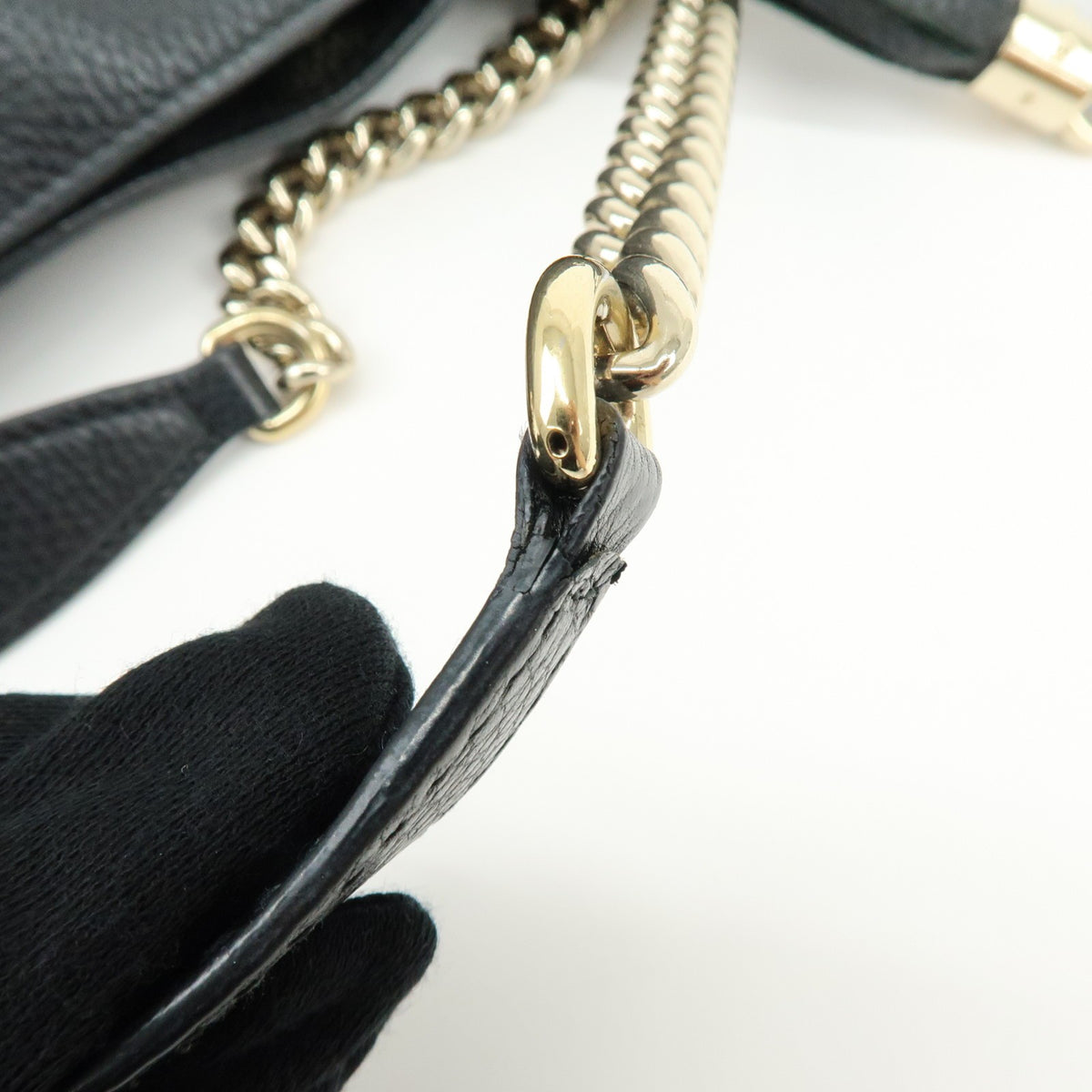 Gucci Soho Chain Strap Leather, Black, Leather, Shoulder Bag
