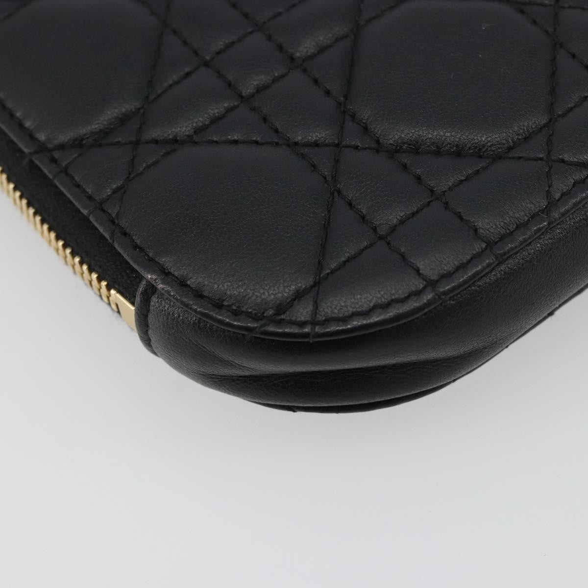 Christian Dior Lady Dior Phone Holder on Chain Cannage Quilt Lambskin, Black, Leather, Shoulder Bag