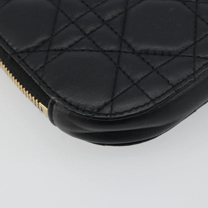 Christian Dior Lady Dior Phone Holder on Chain Cannage Quilt Lambskin, Black, Leather, Shoulder Bag
