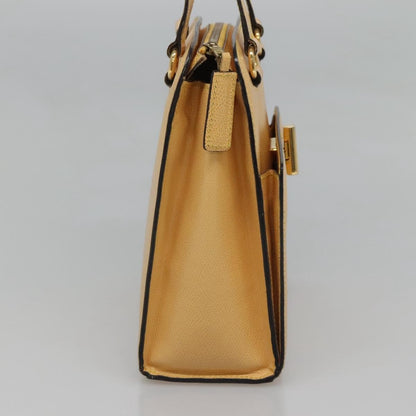 Celine Vintage Turnlock Leather, Yellow, Leather, Handbag
