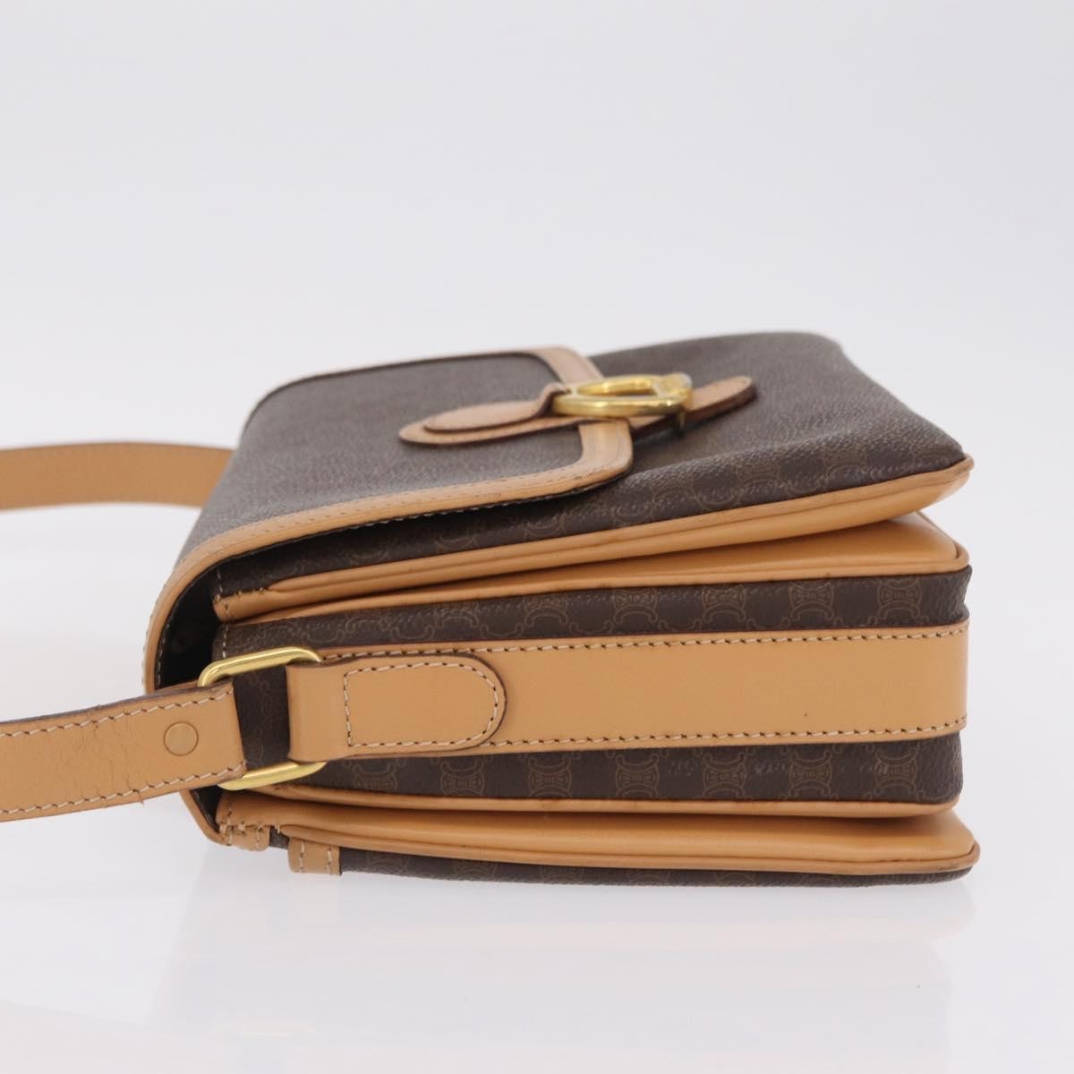 Celine Macadam Shoulder Canvas, Brown, Canvas, Crossbody Bag