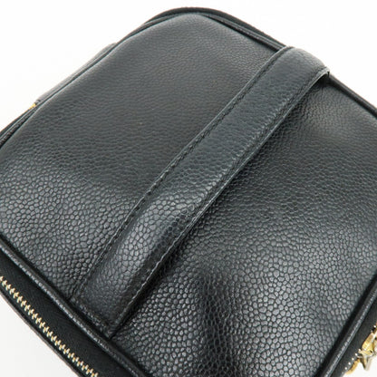 Chanel Vintage Timeless Cosmetic Case Caviar, Black, Leather, Clutch