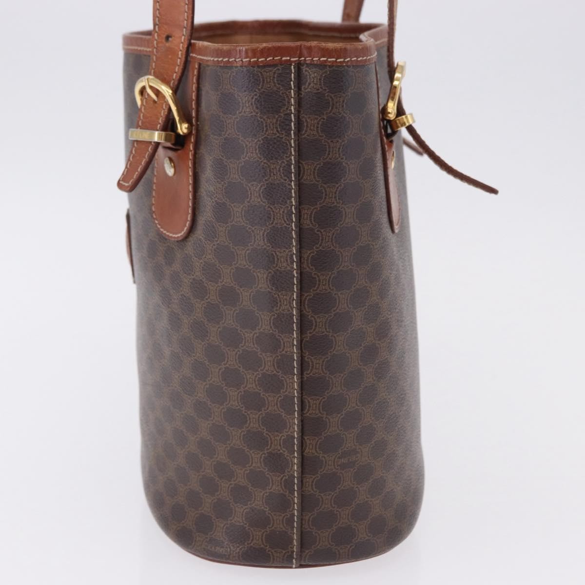Celine Vintage Macadam Canvas, Brown, Canvas, Handbag