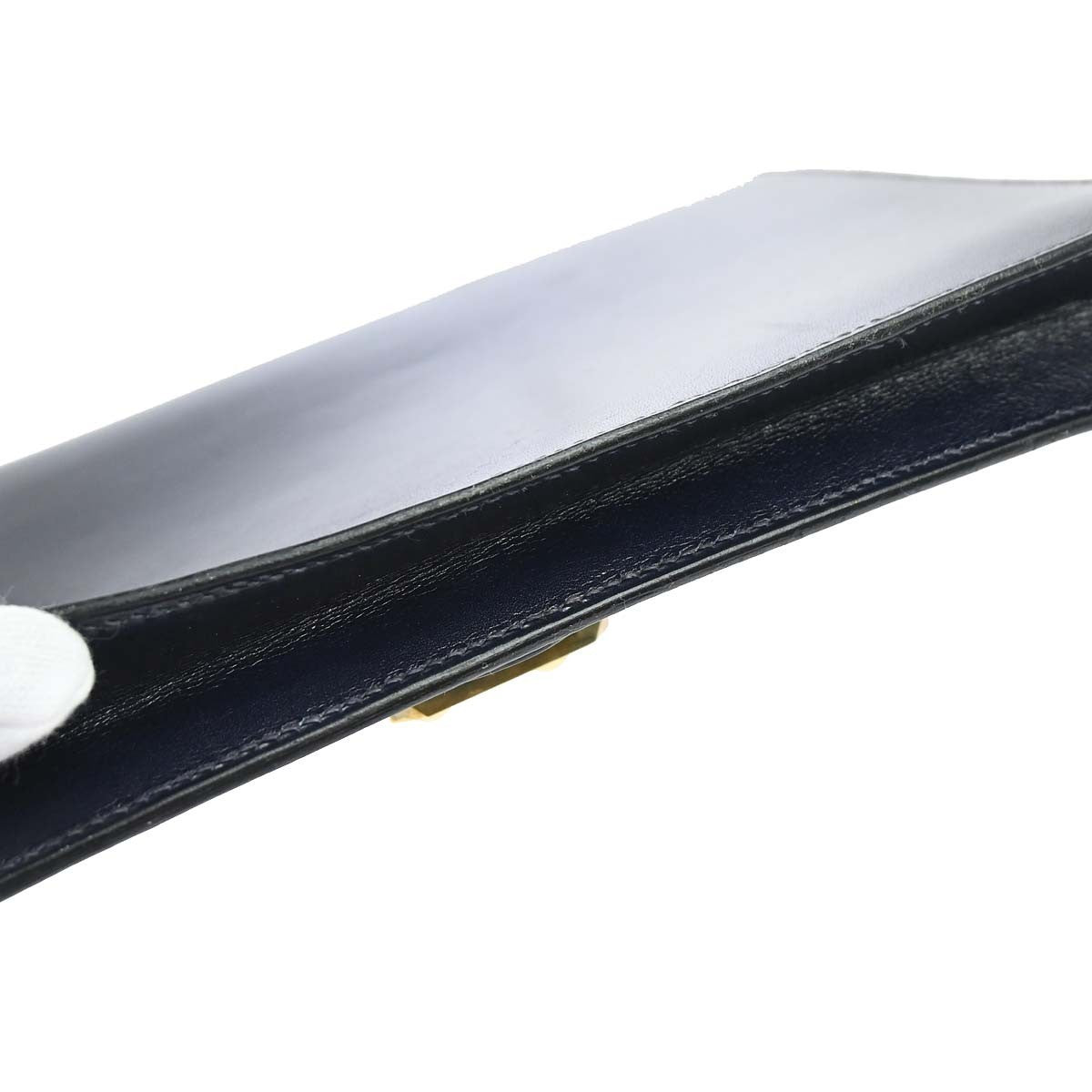 Hermes Jet Clutch Box Calf, Navy, Leather, Clutch