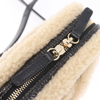 Chanel CC Mania Waist Shearling and Shiny Crumpled Sheepskin, Black, Textile, Handbag