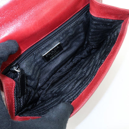 Prada Shoulder Leather, Red, Leather, Shoulder Bag