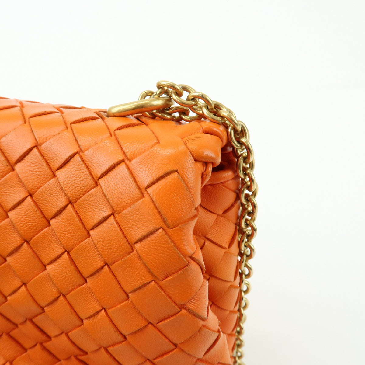 Bottega Veneta Olimpia Intrecciato Nappa, Orange, Leather, Crossbody Bag
