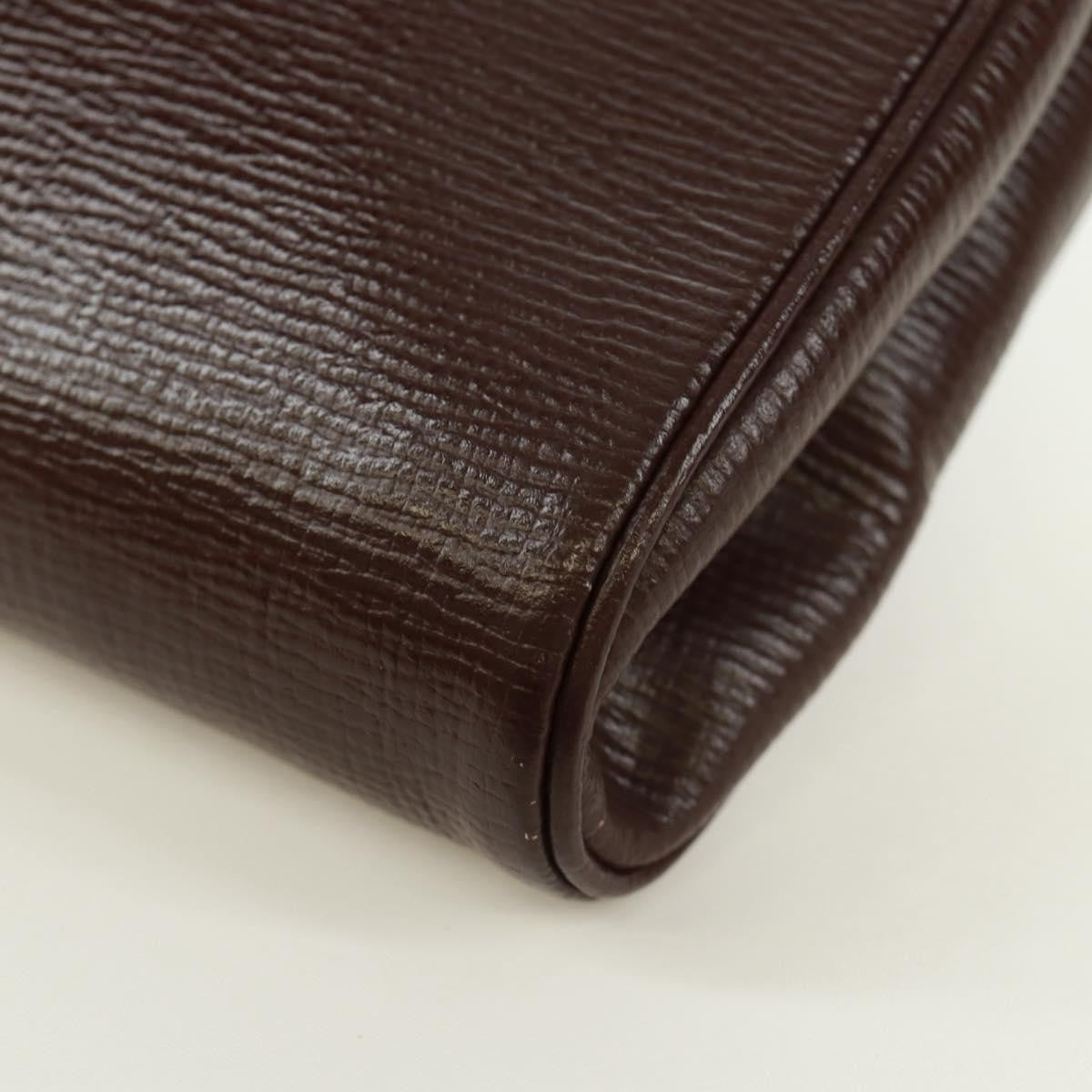 Celine Circle Logo Leather, Brown, Leather, Shoulder Bag