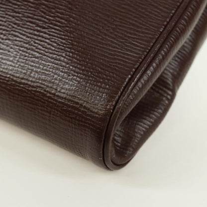 Celine Circle Logo Leather, Brown, Leather, Shoulder Bag