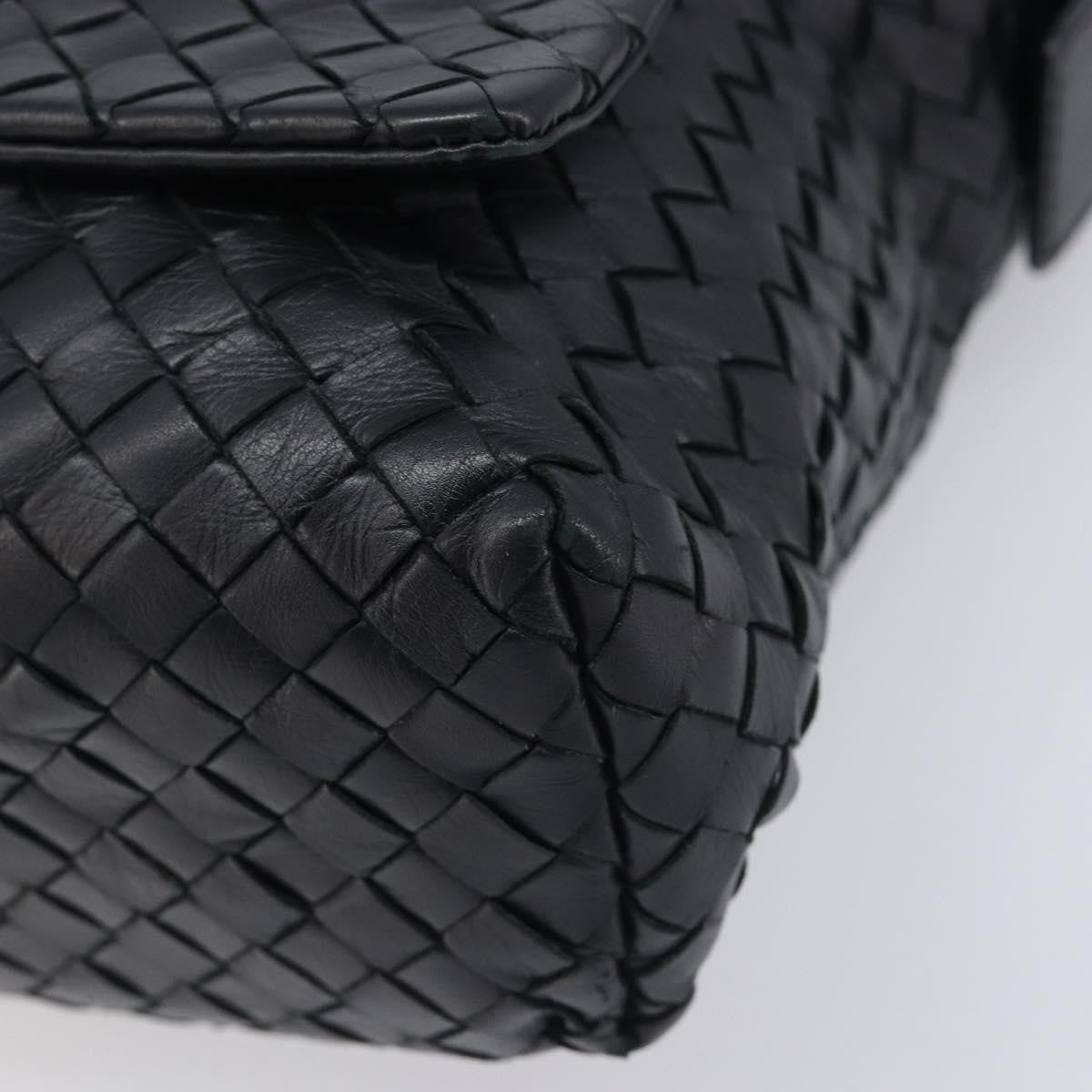 Bottega Veneta Square Flap Messenger Intrecciato Nappa, Black, Leather, Handbag
