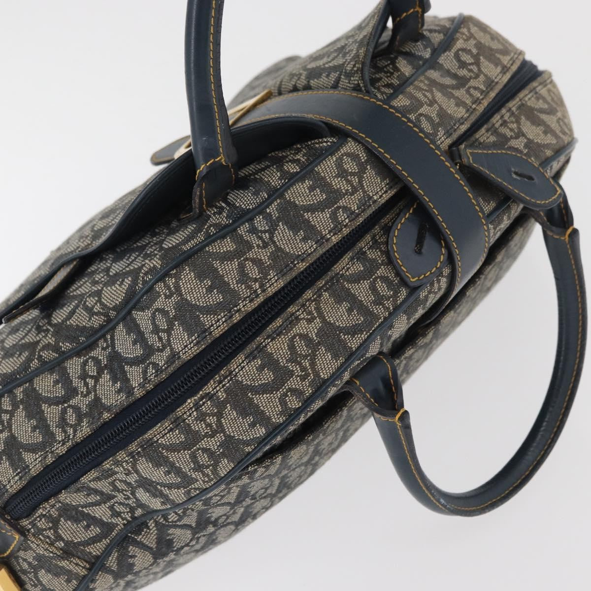 Christian Dior Vintage Saddle Bowler Diorissimo Canvas, Navy, Canvas, Handbag