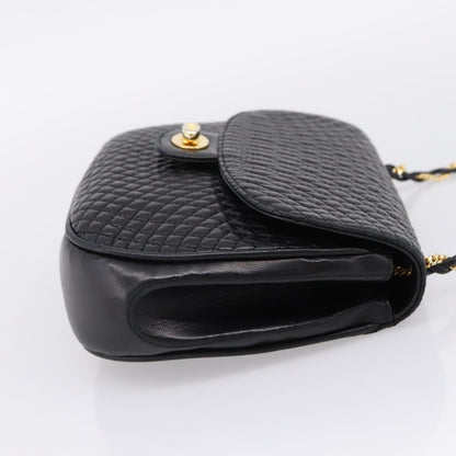 Bally Vintage Chain Quilted Leather, Black, Leather, Shoulder Bag