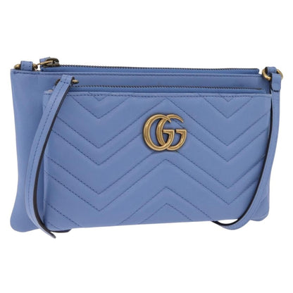 Gucci GG Marmont Double Matelasse Leather, Blue, Leather, Crossbody Bag