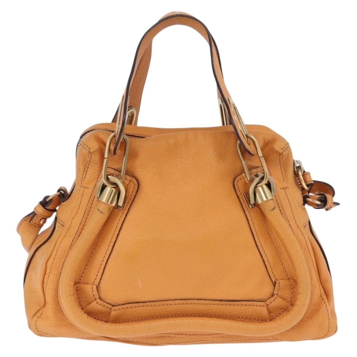 Chloe Paraty Top Handle Leather, Orange, Leather, Handbag