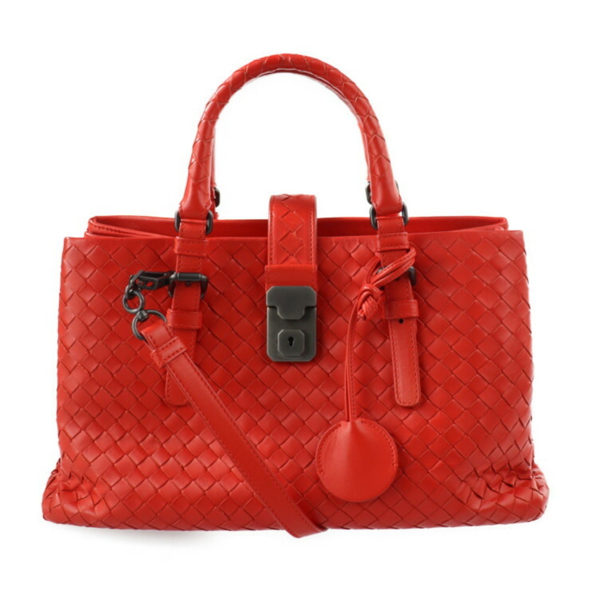 Bottega Veneta Roma, Red, Leather, tote