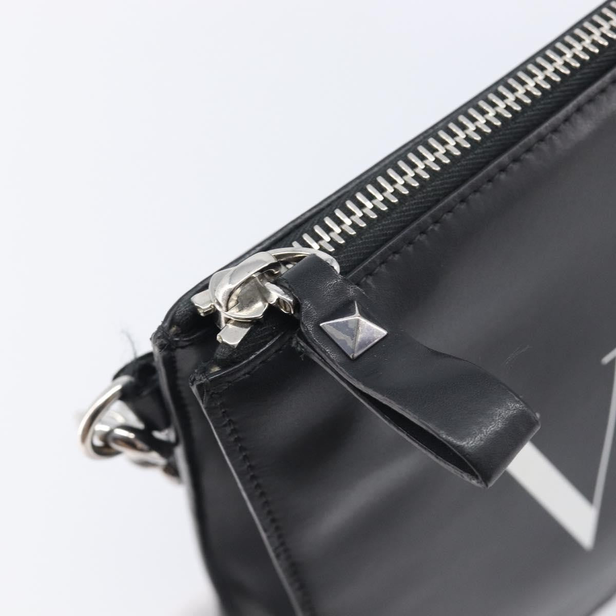 Valentino Garavani VLTN Wristlet Clutch Printed Leather, Black, Leather, Clutch