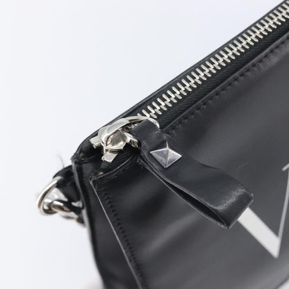 Valentino Garavani VLTN Wristlet Clutch Printed Leather, Black, Leather, Clutch
