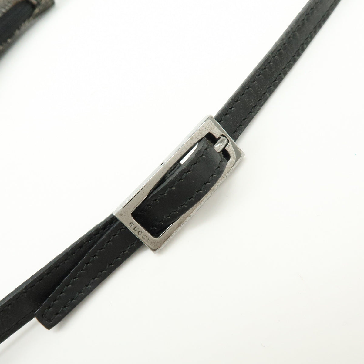 Gucci Horsebit Slim GG Denim with Leather, Black, Leather, Shoulder Bag