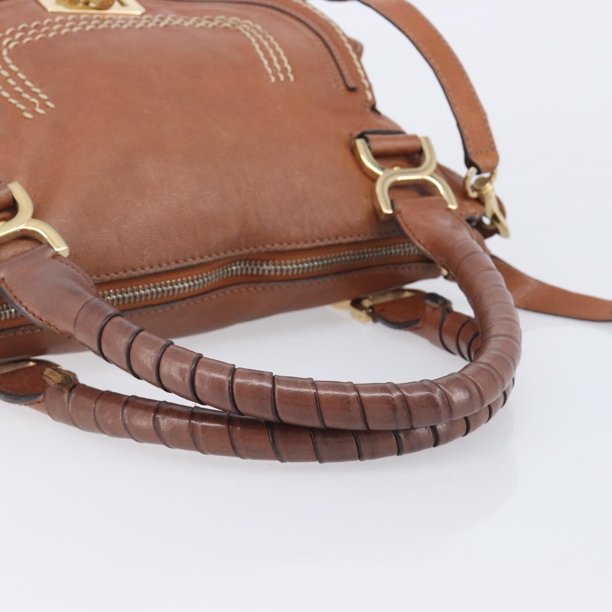 Chloe Marcie Satchel Leather, Brown, Leather, Handbag