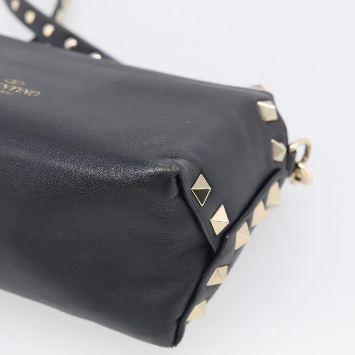 Valentino Garavani Rockstud Flip Lock Flap Leather, Black, Leather, Handbag