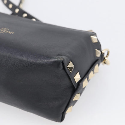 Valentino Garavani Rockstud Flip Lock Flap Leather, Black, Leather, Handbag