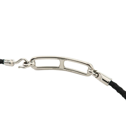 Hermes Roulis Double Tour Braided Leather, Black, Leather, Bracelet