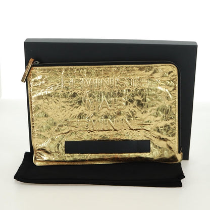 Chanel Feminine Crinkled Leather, Gold, Leather, Clutch