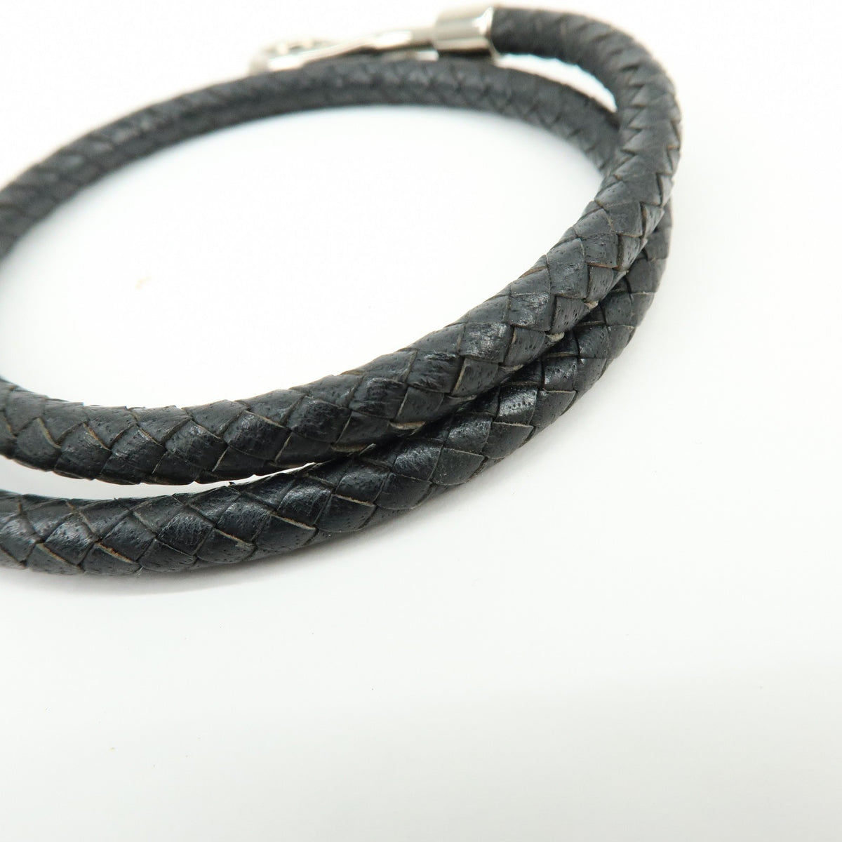 Hermes Jumbo Hook Double Tour Leather and Metal, Black, Leather, Bracelet