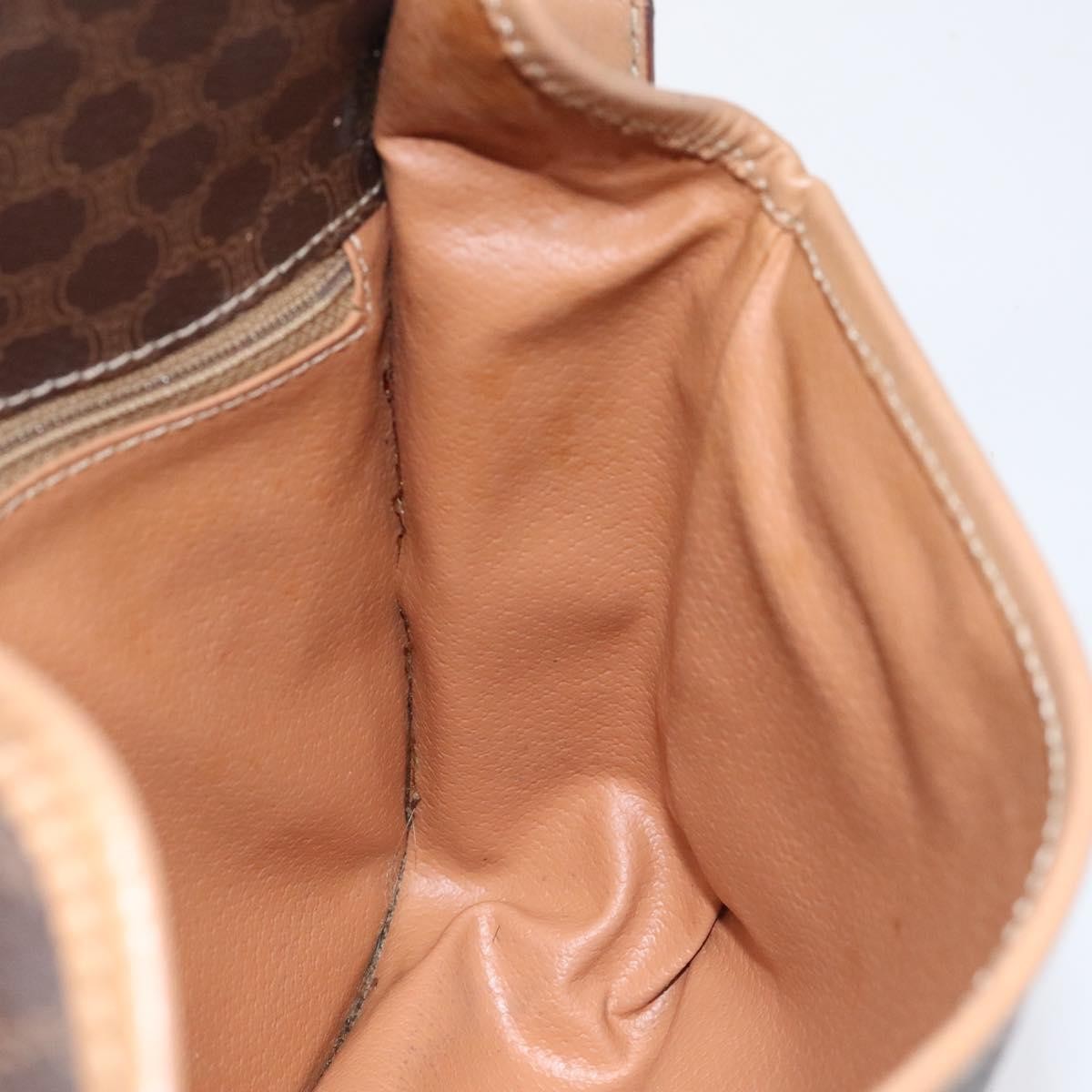 Celine Vintage Macadam Circle Logo Canvas and Leather, Brown, Canvas, Shoulder Bag