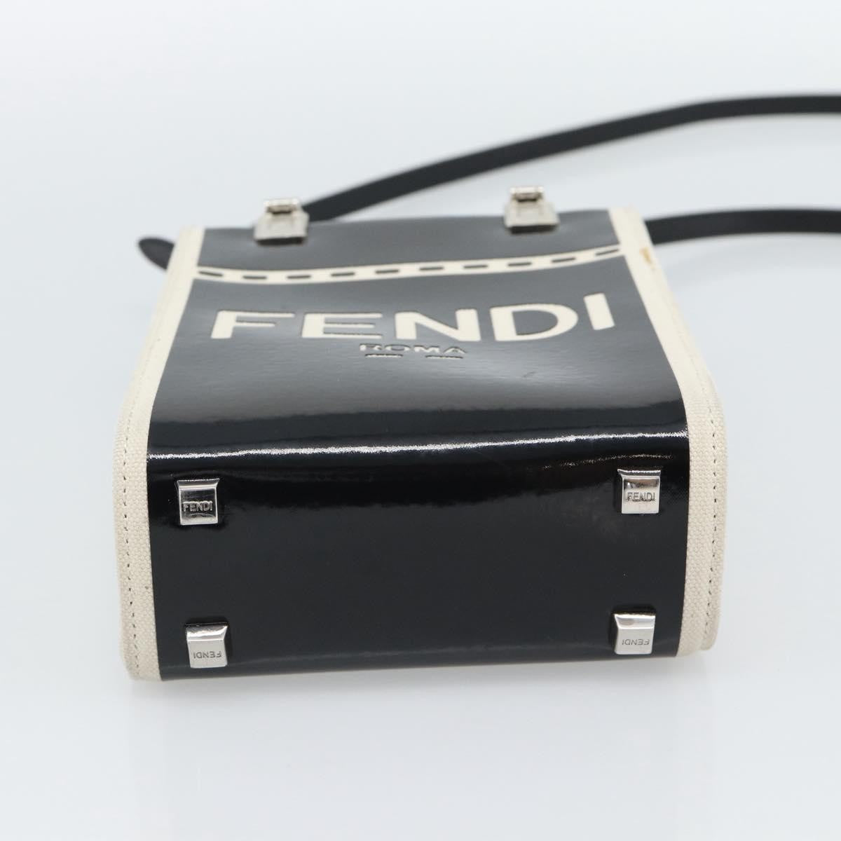Fendi Sunshine Shopper Patent and Canvas, Black, Patent Leather, Tote Bag
