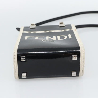Fendi Sunshine Shopper Patent and Canvas, Black, Patent Leather, Tote Bag