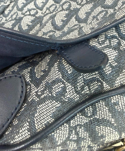 Christian Dior Vintage Saddle Bowler Diorissimo Canvas, Navy, Canvas, Handbag