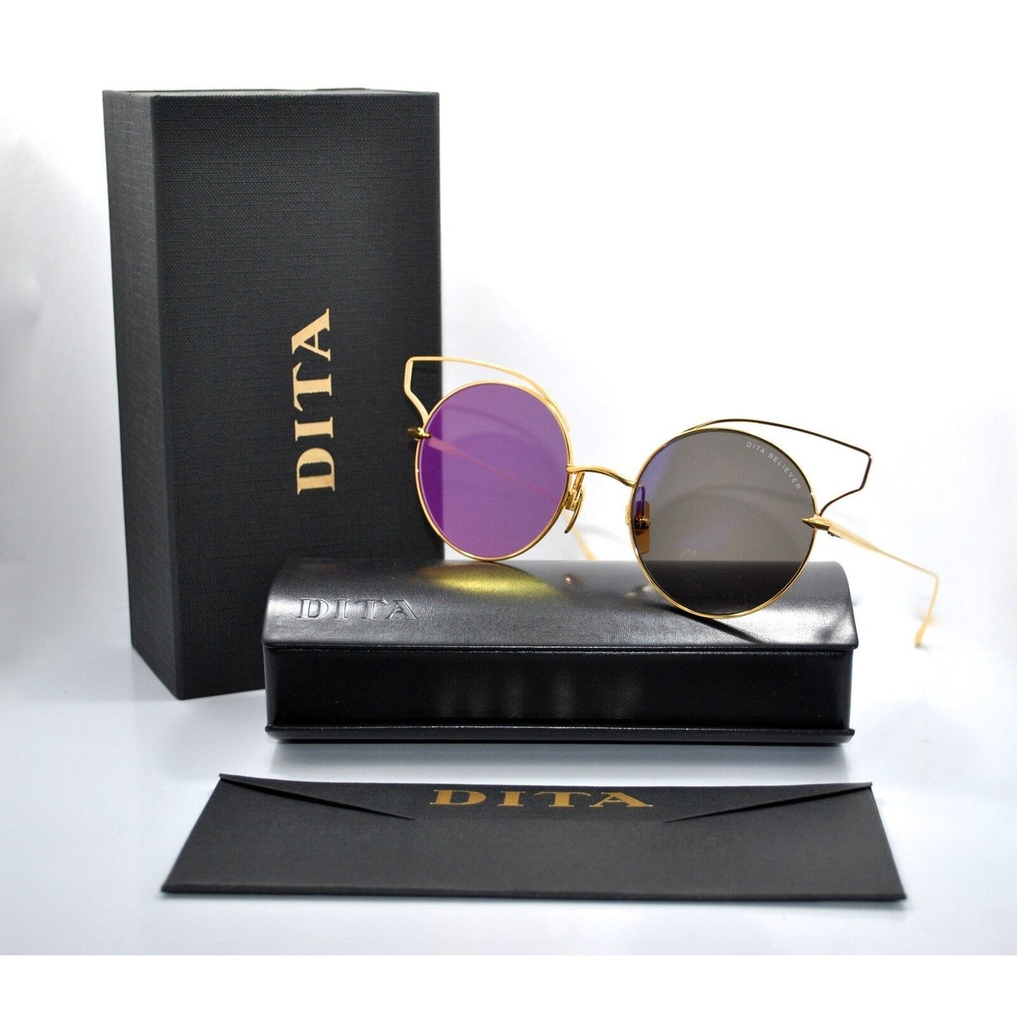 Dita Believer 23008 A Sunglasses Gold Dark Gray NWT